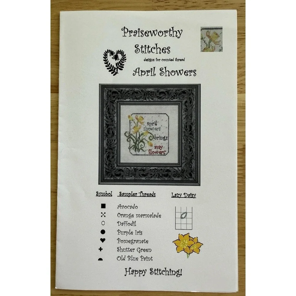 APRIL SHOWERS Bring May Flowers Praiseworthy Stitches Counted Cross Stitch Chart